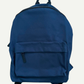 Plain blue children’s backpack with a front zipped pocket and top carry handle, shown before personalisation.