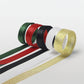 Green, red, black, white and gold ribbon options for custom swing tags