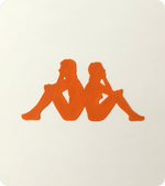 Orange custom raised silicone heat transfer logo for garment branding