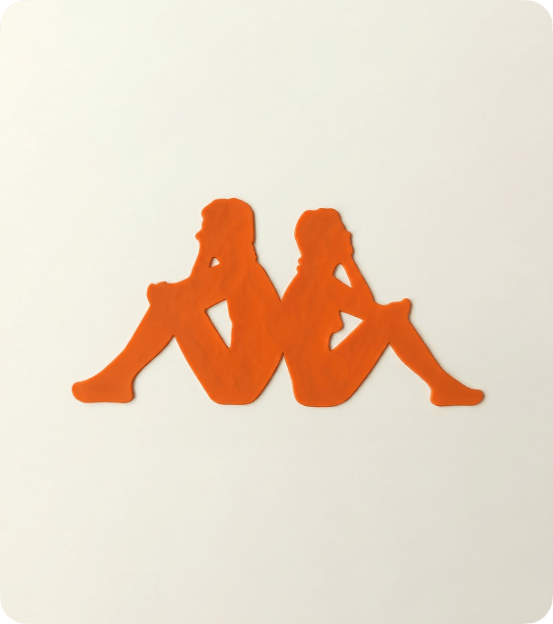 Orange custom raised silicone heat transfer logo for garment branding
