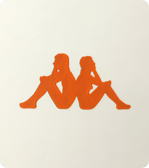 Orange custom raised silicone heat transfer logo for garment branding