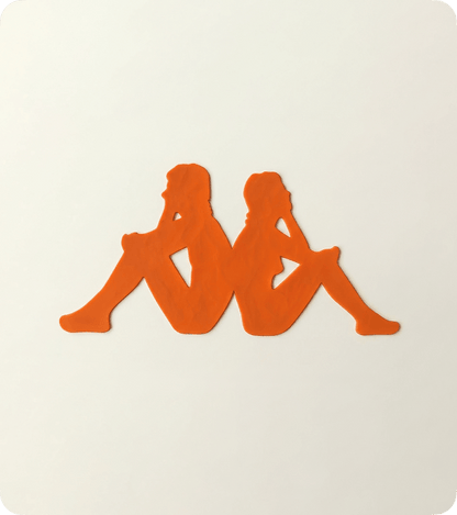Orange custom raised silicone heat transfer logo for garment branding