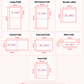 Printed satin label fold and size guide showing seven common fold options and measurements